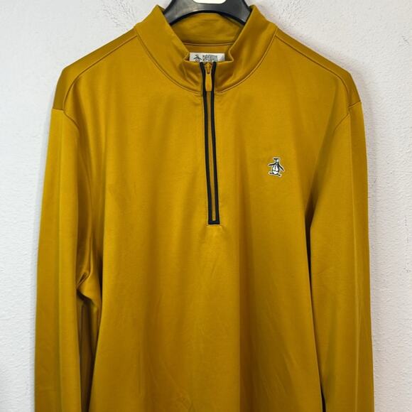 Original Penguin Men Gold Zip Up Sweater with Standing Collar Size XXL - Picture 2 of 7